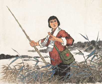 佚名 女民兵 镜心